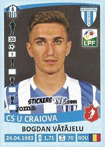 Sticker Bogdan Vătăjelu - Liga 1 Romania 2015-2016 - Panini