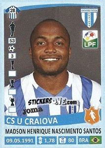 Sticker Madson Henrique Nascimento Santos - Liga 1 Romania 2015-2016 n. 158 - Panini