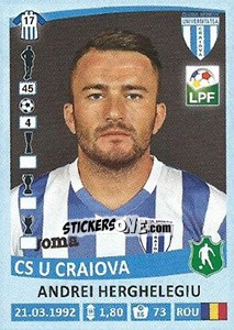 Figurina Andrei Herghelegiu - Liga 1 Romania 2015-2016 n. 164 - Panini