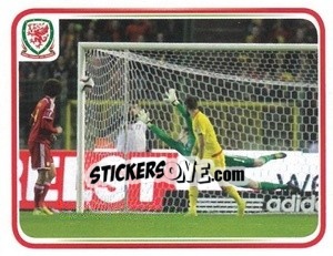 Sticker Belgium 0:0 Wales - Wales. We'Re Going To France! - Panini