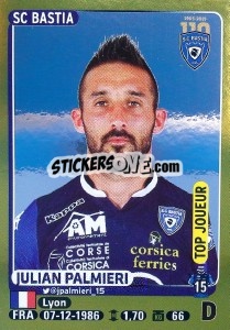 Sticker Julian Palmieri (Top Joueur) - FOOT 2015-2016 - Panini