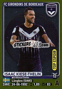 Sticker Isaac Kiese-Thelin (Top Espoir) - FOOT 2015-2016 n. 91 - Panini