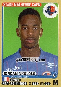 Sticker Jordan Nkololo - FOOT 2015-2016 n. 114 - Panini