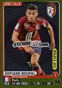 Sticker Sofiane Boufal (Top Espoir) - FOOT 2015-2016 n. 163 - Panini