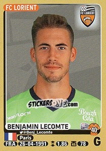 Sticker Benjamin Lecomte - FOOT 2015-2016 n. 171 - Panini
