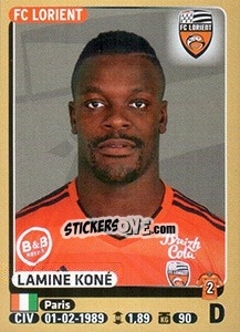 Cromo Lamine Koné - FOOT 2015-2016 - Panini