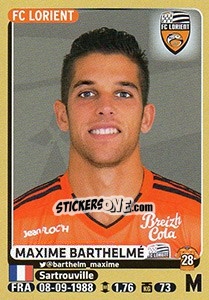 Cromo Maxime Barthelmé - FOOT 2015-2016 n. 182 - Panini