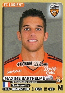 Sticker Maxime Barthelmé - FOOT 2015-2016 - Panini