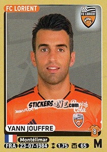 Cromo Yann Jouffre - FOOT 2015-2016 - Panini