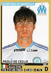 Cromo Paolo De Ceglie - FOOT 2015-2016 - Panini