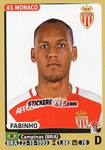Sticker Fabinho - FOOT 2015-2016 n. 249 - Panini