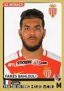 Figurina Farès Bahlouli - FOOT 2015-2016 - Panini