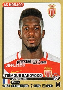 Cromo Tiémoué Bakayoko - FOOT 2015-2016 - Panini