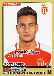 Sticker Rony Lopes - FOOT 2015-2016 n. 257 - Panini