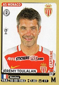 Cromo Jérémy Toulalan - FOOT 2015-2016 - Panini