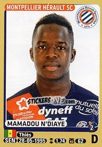 Sticker Mamadou N'Diaye - FOOT 2015-2016 n. 274 - Panini