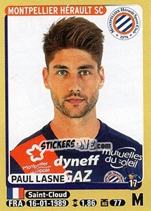 Sticker Paul Lasne - FOOT 2015-2016 - Panini