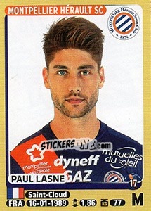 Cromo Paul Lasne - FOOT 2015-2016 - Panini