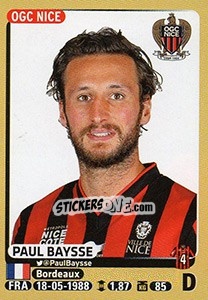 Sticker Paul Baysse - FOOT 2015-2016 n. 316 - Panini