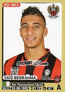 Figurina Saïd Benrahma - FOOT 2015-2016 - Panini