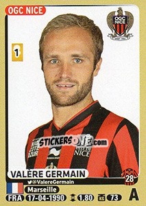 Figurina Valère Germain - FOOT 2015-2016 n. 334 - Panini