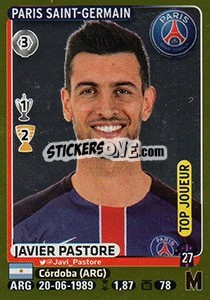 Sticker Javier Pastore (Top Joueur) - FOOT 2015-2016 n. 343 - Panini