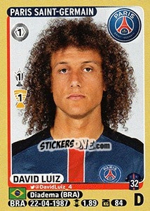 Sticker David Luiz - FOOT 2015-2016 n. 344 - Panini