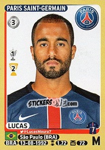 Sticker Lucas Moura - FOOT 2015-2016 n. 351 - Panini