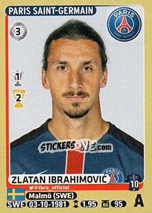 Sticker Zlatan Ibrahimovic - FOOT 2015-2016 - Panini