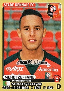 Sticker Mehdi Zeffane - FOOT 2015-2016 n. 398 - Panini