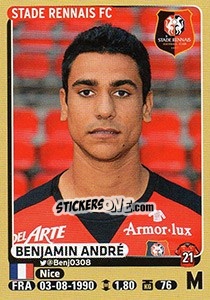 Cromo Benjamin André - FOOT 2015-2016 - Panini