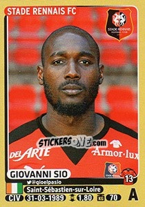Sticker Giovanni Sio - FOOT 2015-2016 - Panini