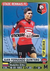 Sticker Juan Fernando Quintero (Top Recrue) - FOOT 2015-2016 - Panini