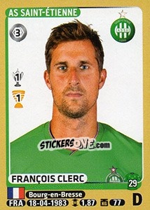 Cromo François Clerc - FOOT 2015-2016 - Panini