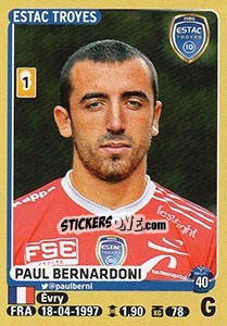 Figurina Paul Bernardoni - FOOT 2015-2016 n. 458 - Panini