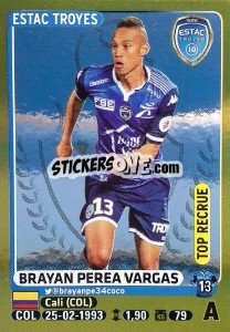Sticker Brayan Perea Vargas (Top Recrue) - FOOT 2015-2016 - Panini