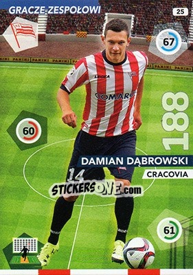 Sticker Damian Dąbrowski - Ekstraklasa 2015-2016. Adrenalyn XL n. 25 - Panini