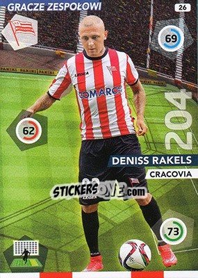 Sticker Deniss Rakels - Ekstraklasa 2015-2016. Adrenalyn XL n. 26 - Panini