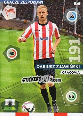 Sticker Dariusz Zjawiński - Ekstraklasa 2015-2016. Adrenalyn XL n. 27 - Panini