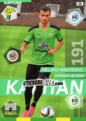 Sticker Veljko Nikitovic - Ekstraklasa 2015-2016. Adrenalyn XL - Panini