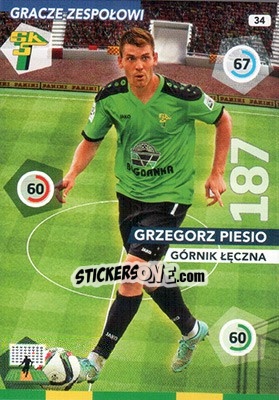 Cromo Grzegorz Piesio - Ekstraklasa 2015-2016. Adrenalyn XL n. 34 - Panini