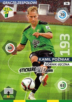 Sticker Kamil Poźniak - Ekstraklasa 2015-2016. Adrenalyn XL n. 36 - Panini
