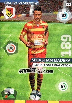 Sticker Sebastian Madera - Ekstraklasa 2015-2016. Adrenalyn XL n. 49 - Panini