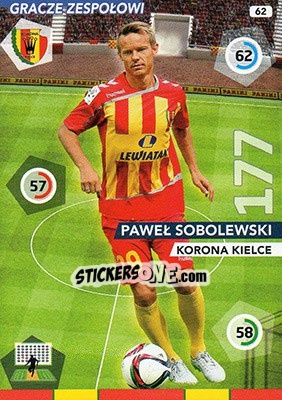 Cromo Paweł Sobolewski - Ekstraklasa 2015-2016. Adrenalyn XL n. 62 - Panini