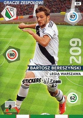 Sticker Bartosz Bereszyński - Ekstraklasa 2015-2016. Adrenalyn XL n. 84 - Panini
