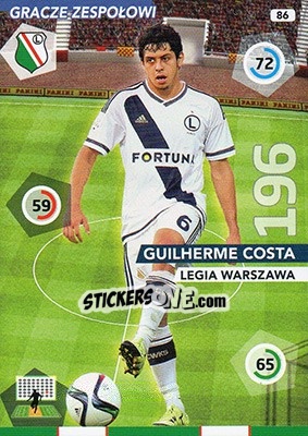 Sticker Guilherme Costa - Ekstraklasa 2015-2016. Adrenalyn XL n. 86 - Panini
