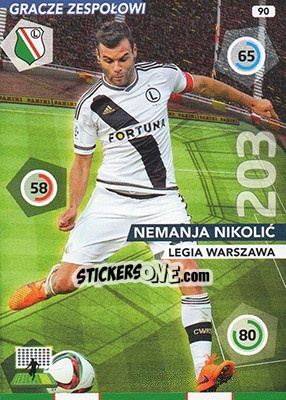 Sticker Nemanja Nikolic - Ekstraklasa 2015-2016. Adrenalyn XL n. 90 - Panini