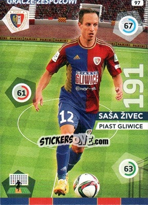 Sticker Saša Živec - Ekstraklasa 2015-2016. Adrenalyn XL n. 97 - Panini