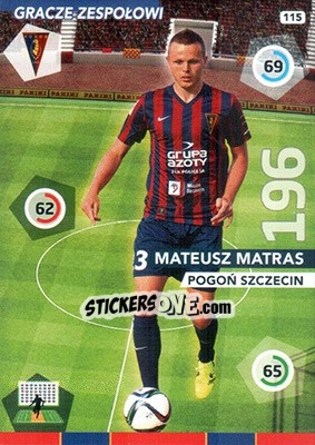 Sticker Mateusz Matras - Ekstraklasa 2015-2016. Adrenalyn XL n. 115 - Panini