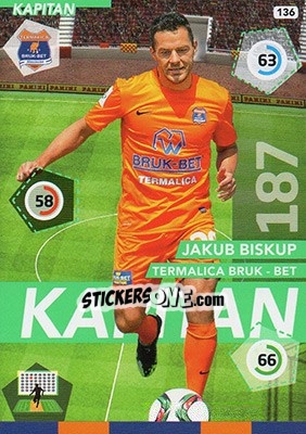 Sticker Jakub Biskup - Ekstraklasa 2015-2016. Adrenalyn XL n. 136 - Panini